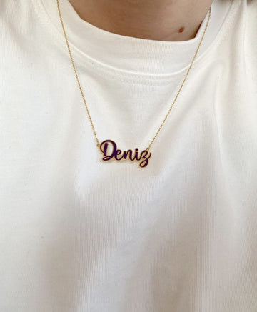 Enamel english name necklace