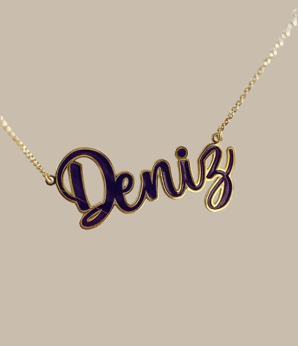 Enamel english name necklace