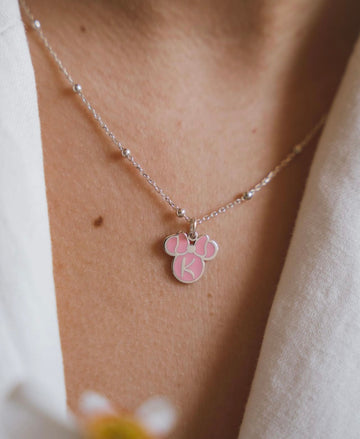 Enamel letter minnie necklace