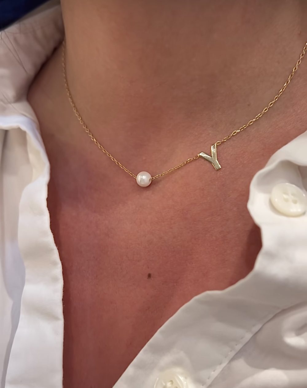 Customized letter with freshwater pearl