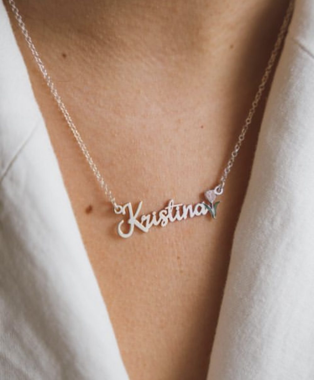 English name with enamel flower