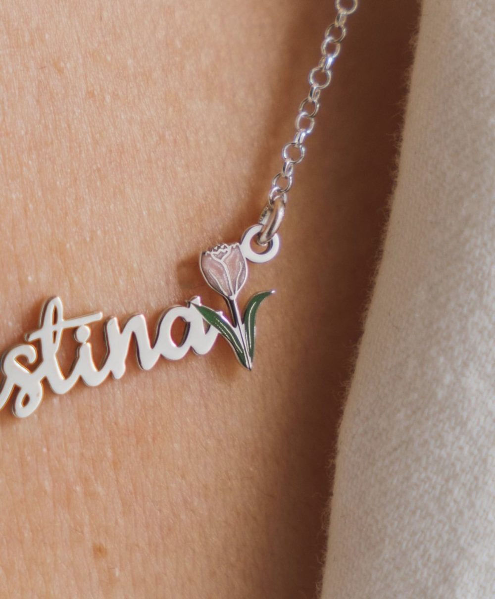 English name with enamel flower