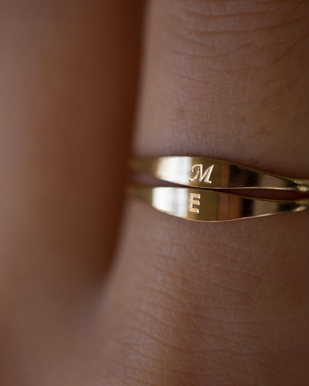 Engraved letter ring